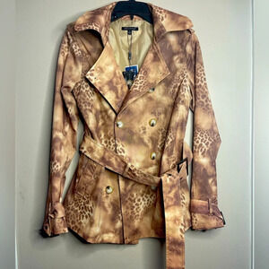 For‎ Cynthia Animal Print Double Breasted Trench Coat